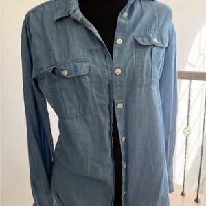 LOFT Blue Button Down Denim Shirt